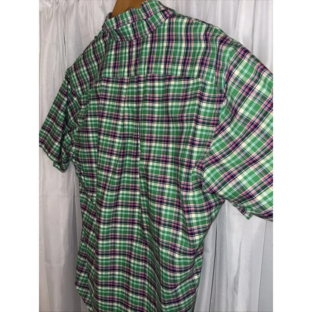 Polo Ralph Lauren Oxford Shirt Men's Blake Check Short Sleeve Button Down Size L